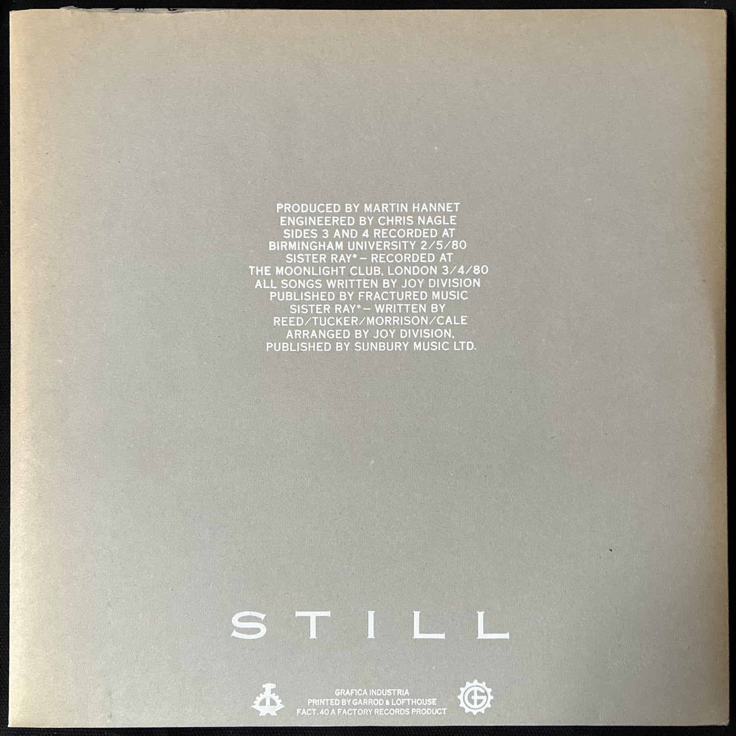 JOY DIVISION - STILL (2LP) (USED VINYL 1981 UK M-/EX+)
