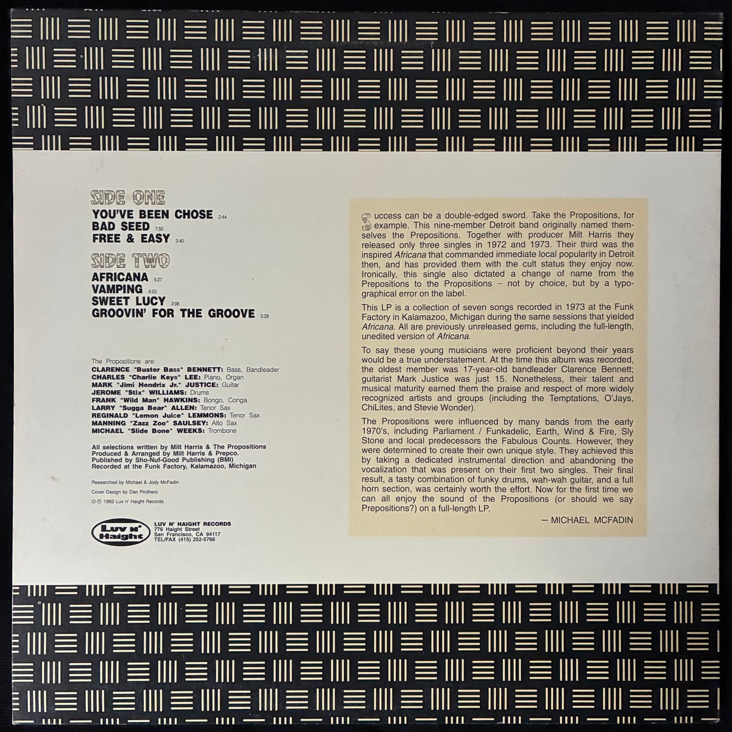 PROPOSITIONS - AFRICANA (USED VINYL 1994 US M-/EX+)
