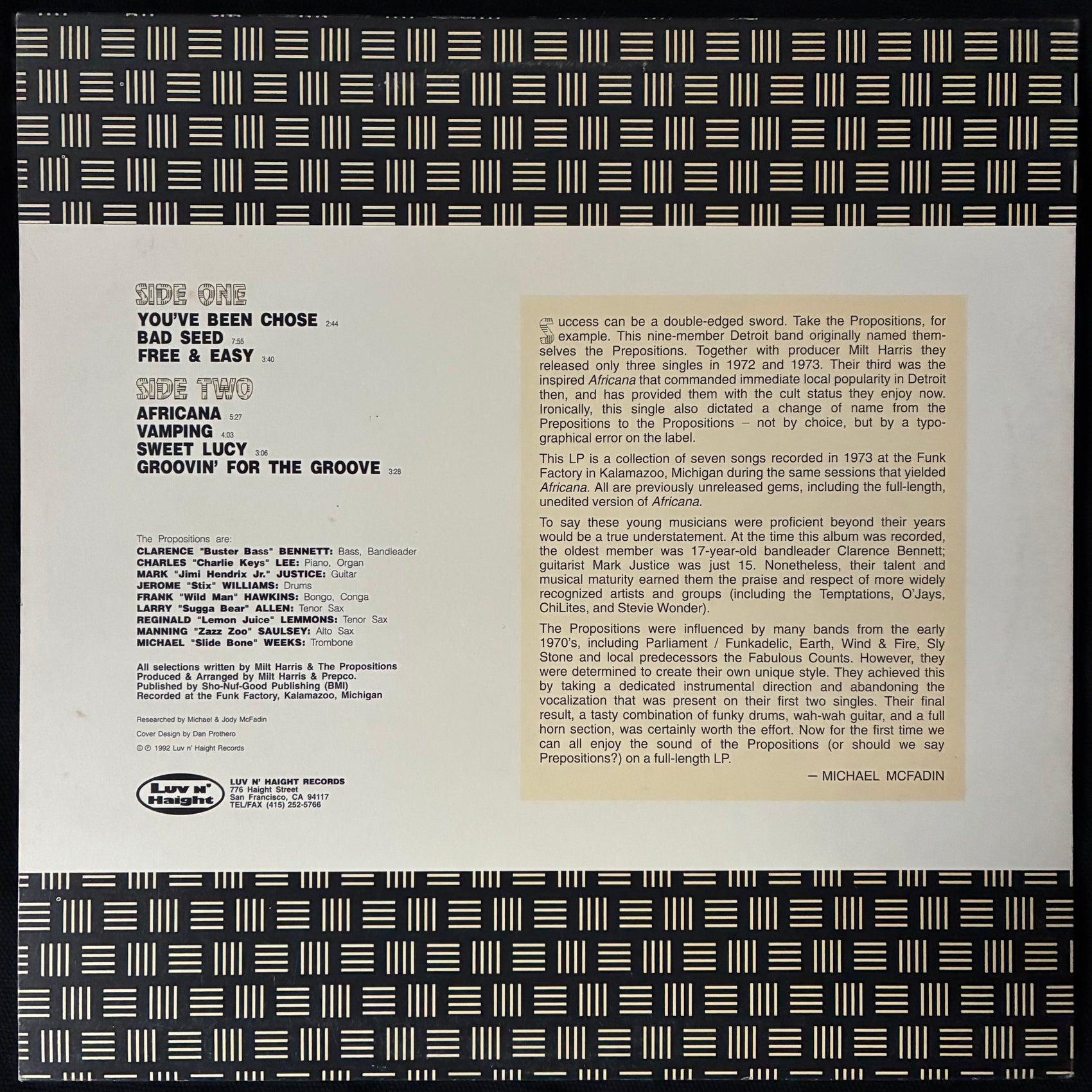 PROPOSITIONS - AFRICANA (USED VINYL 1994 US M-/EX+)