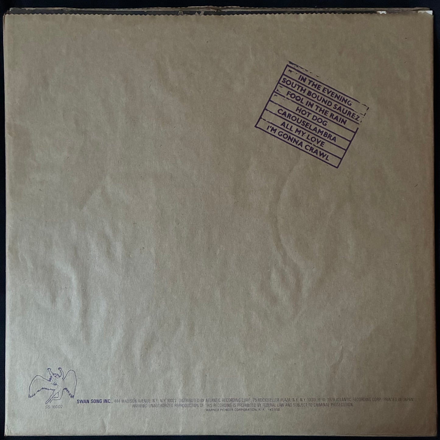 LED ZEPPELIN - IN THROUGH THE OUT DOOR (USED VINYL 1979 JAPAN M-/EX+)