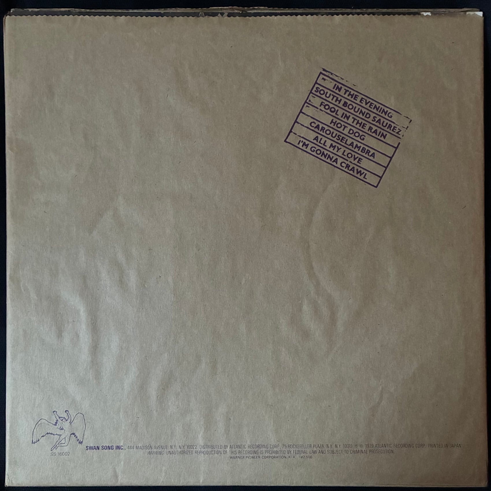 LED ZEPPELIN - IN THROUGH THE OUT DOOR (USED VINYL 1979 JAPAN M-/EX+)