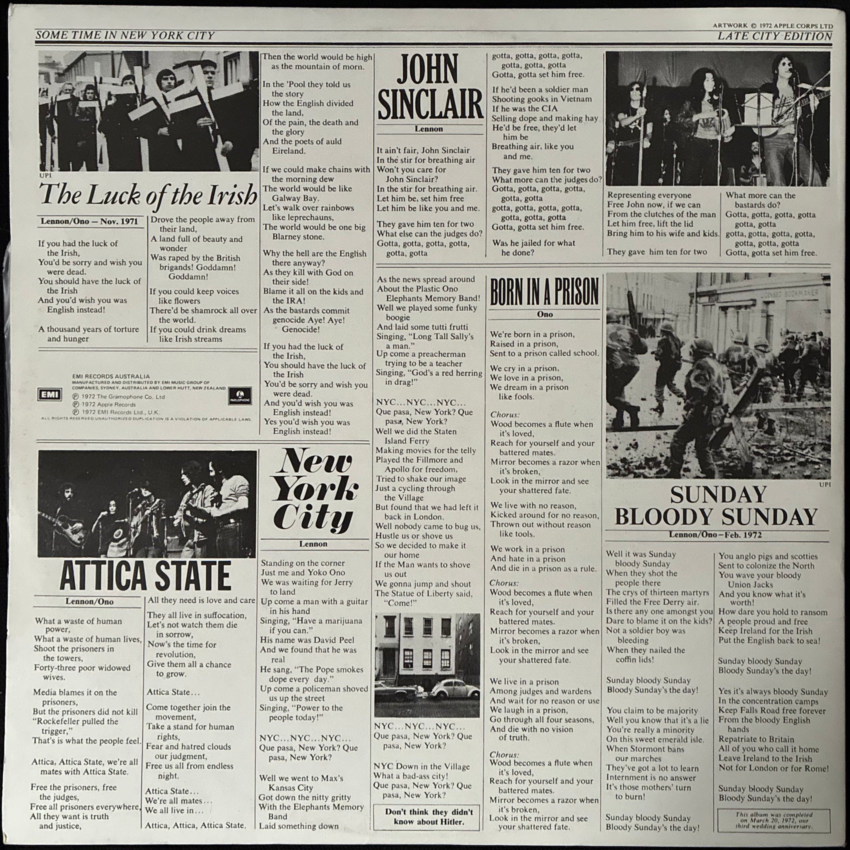 JOHN LENNON & YOKO ONO / PLASTIC ONO BAND - SOME TIME IN NEW YORK CITY (2LP) (USED VINYL 1981 AUS M-/EX+)