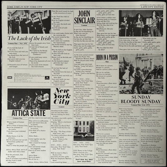 JOHN LENNON & YOKO ONO / PLASTIC ONO BAND - SOME TIME IN NEW YORK CITY (2LP) (USED VINYL 1981 AUS M-/EX+)