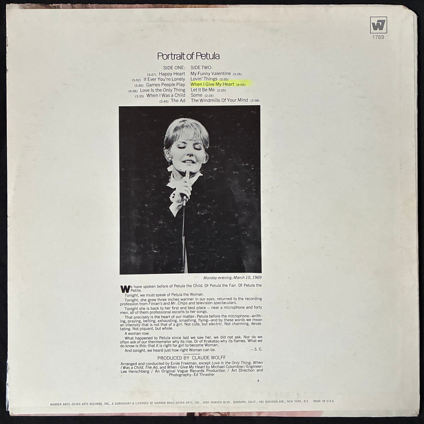PETULA CLARK - PORTRAIT OF PETULA (USED VINYL 1969 US EX+/EX)