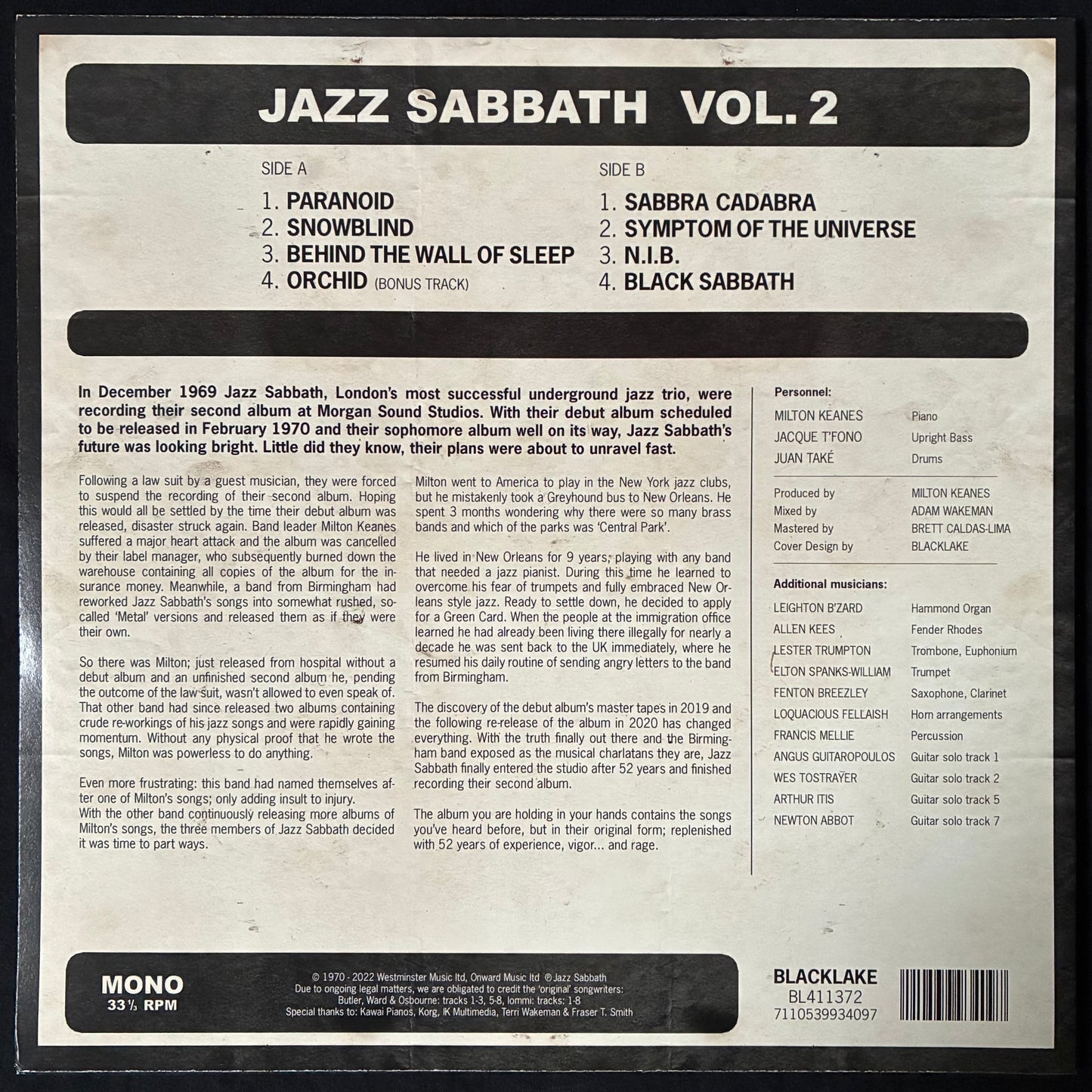 JAZZ SABBATH - JAZZ SABBATH VOL. 2 (LP+DVD) (WHITE COLOURED) (USED VINYL 2022 US/CANADA M-/M-)