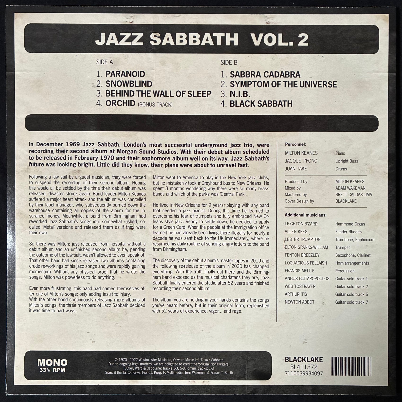 JAZZ SABBATH - JAZZ SABBATH VOL. 2 (LP+DVD) (WHITE COLOURED) (USED VINYL 2022 US/CANADA M-/M-)