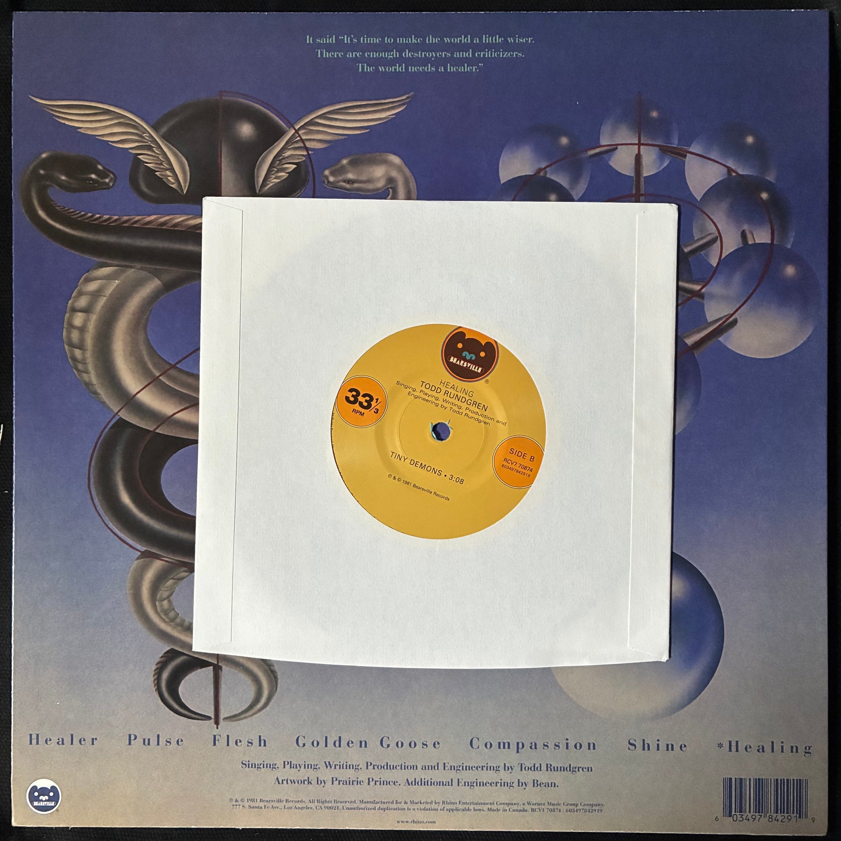 TODD RUNDGREN - HEALING (LP+7") (CLEAR+BLUE COLOURED) (USED VINYL 2021 US M-/M-)