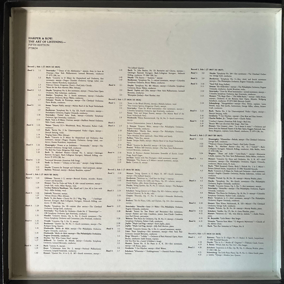BAMBERGER AND BROFSKY - THE ART OF LISTNING : FIFTH EDITION (7LP BOX SET) (USED VINYL 1988 US M-/EX+)