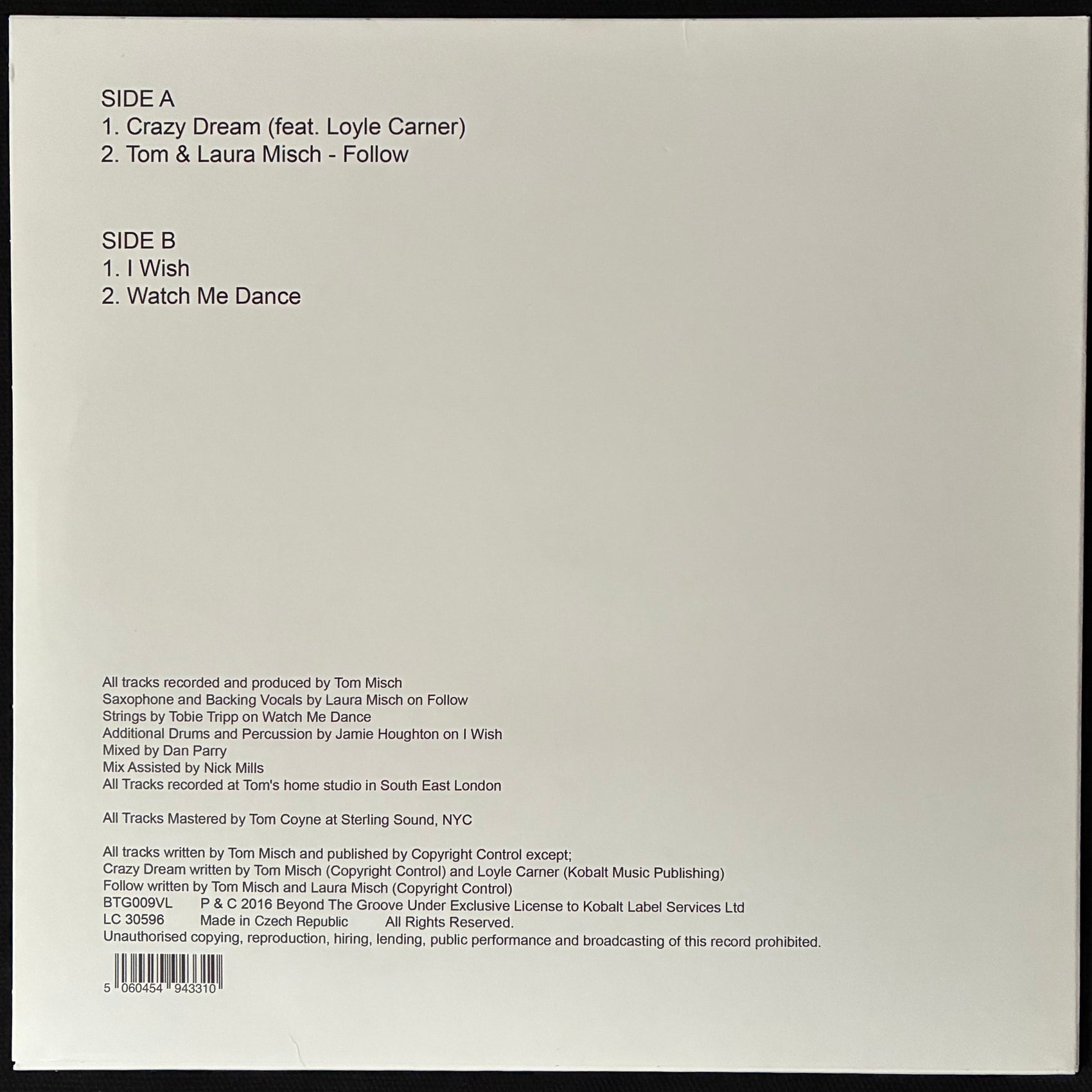 TOM MISCH - REVERIE EP (10" EP) (USED VINYL 2016 EU M-/M-)