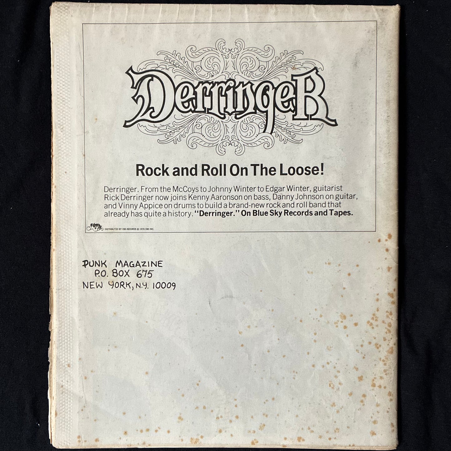 PUNK MAGAZINE VOLUME 1, NUMBER 6 - THE LEGEND OF NICK DETROIT (OCTOBER 1976) MAGAZINE