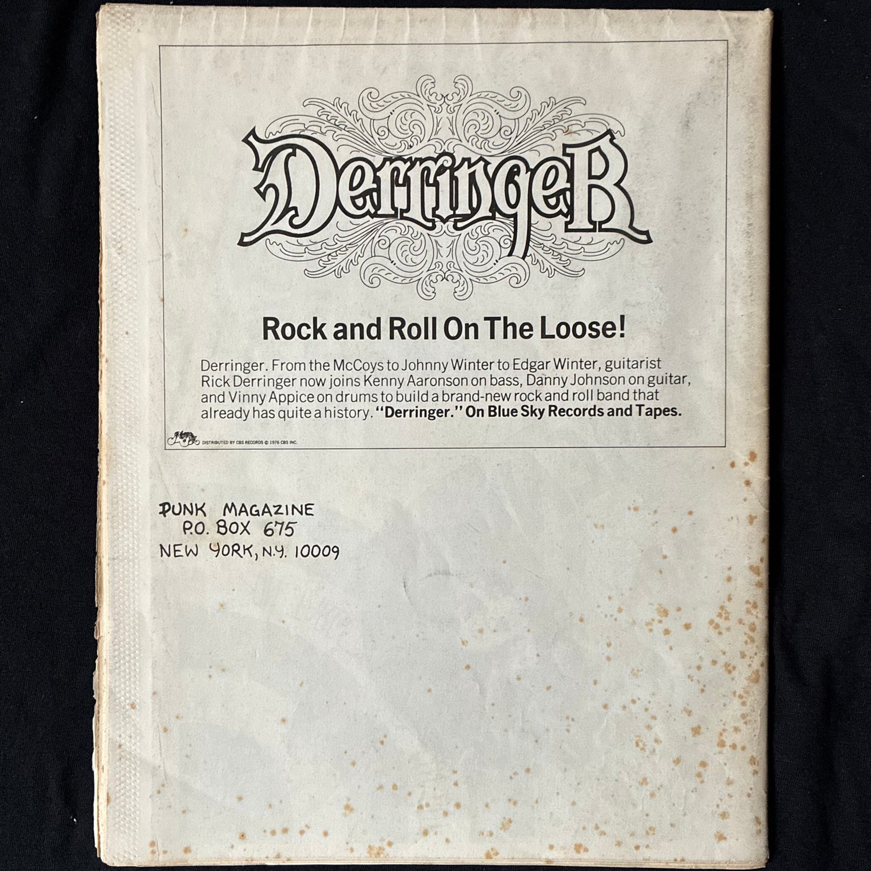 PUNK MAGAZINE VOLUME 1, NUMBER 6 - THE LEGEND OF NICK DETROIT (OCTOBER 1976) MAGAZINE