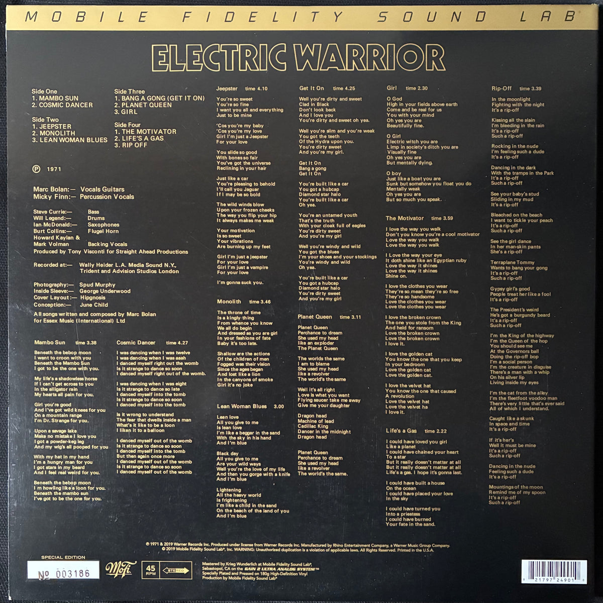 T.REX - ELECTRIC WARRIOR (2LP) (MOBILE FIDELITY) (USED VINYL 2020 US M-/M-)