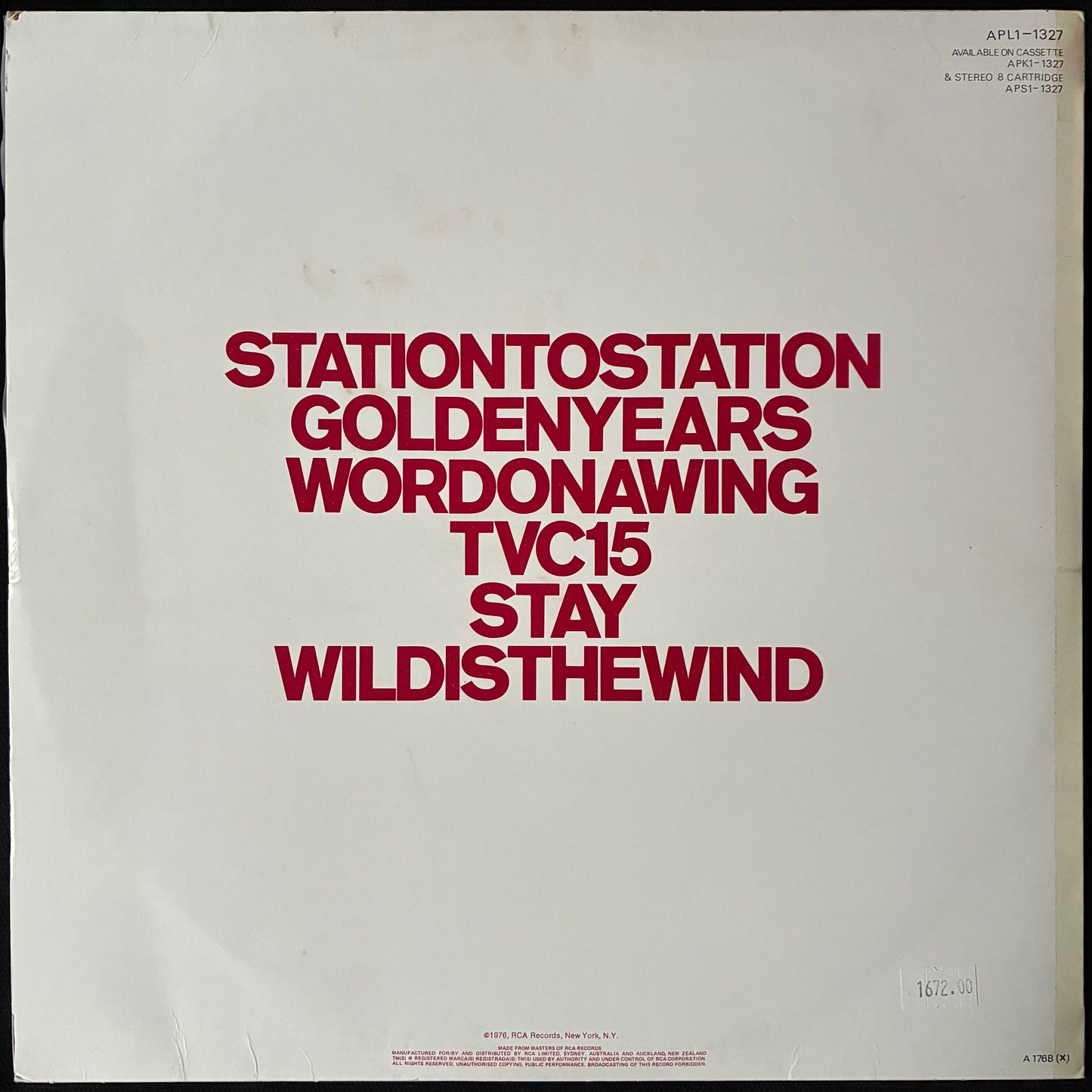 DAVID BOWIE - STATIONTOSTATION (FIRST PRESSING) (USED VINYL 1976 AUS/NZ M-/EX+)