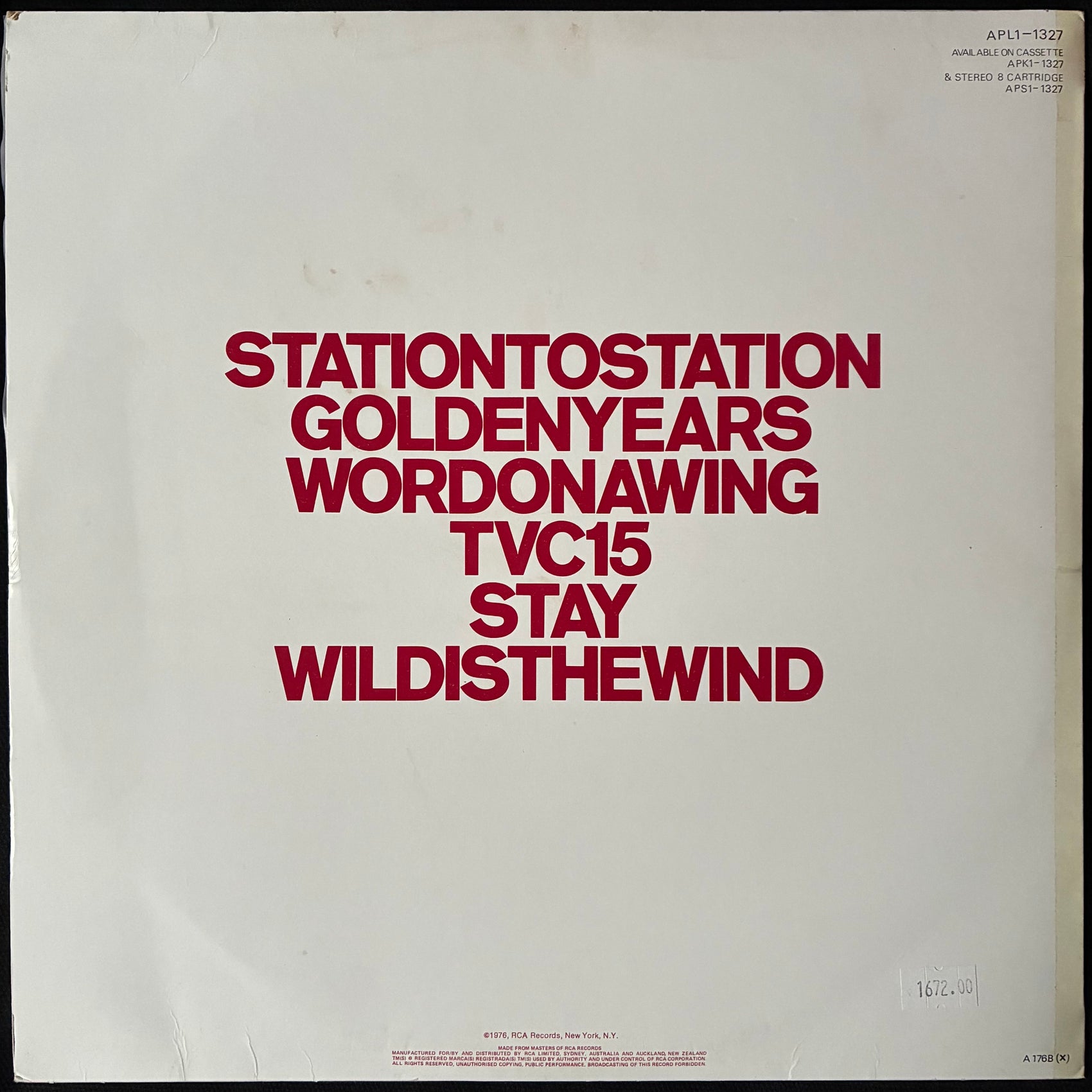 DAVID BOWIE - STATIONTOSTATION (FIRST PRESSING) (USED VINYL 1976 AUS/NZ M-/EX+)