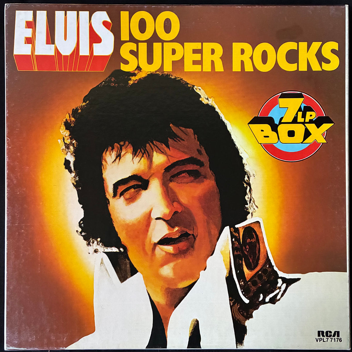 ELVIS PRESLEY - 100 SUPER ROCKS (7LP BOX SET) (USED VINYL 1976 AUS M-/EX+)