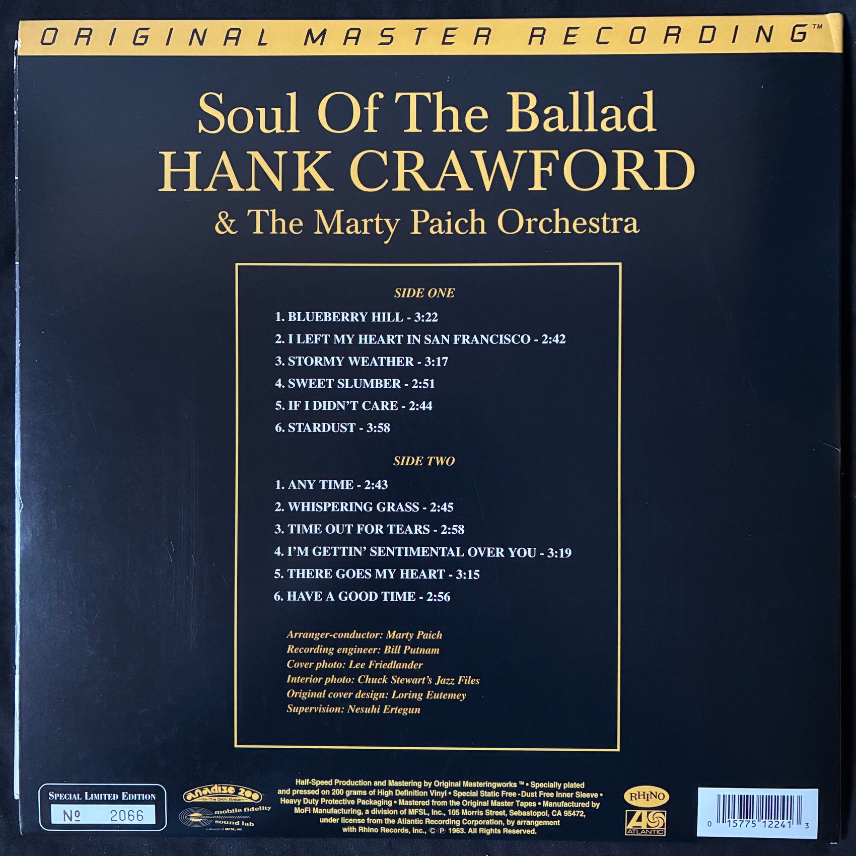 HANK CRAWFORD & THE MARTY PIACH ORCHESTRA - SOUL OF THE BALLAD (200GM) (MFSL) (USED VINYL 1995 US M-/M-)