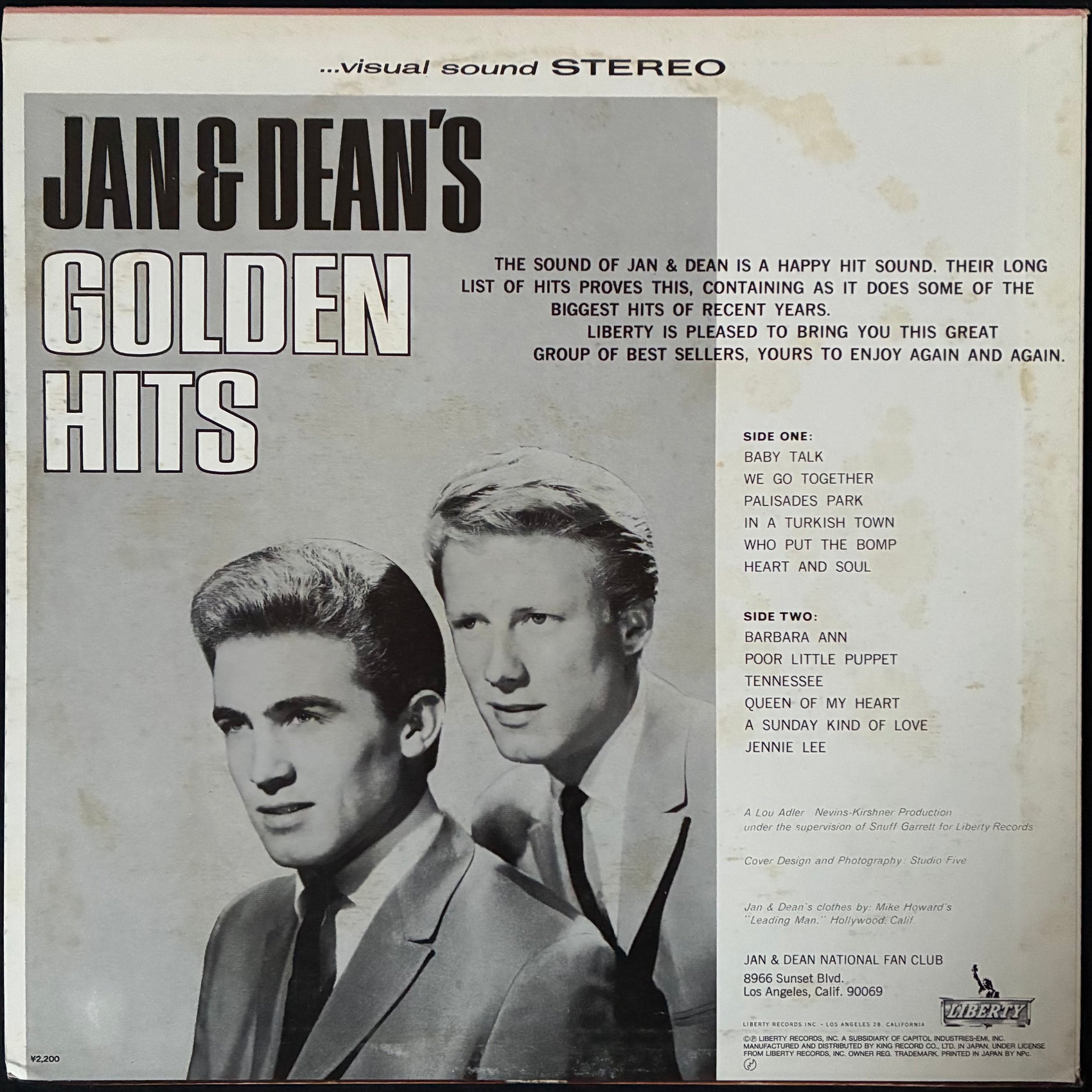 JAN & DEAN - JAN & DEAN'S GOLDEN HITS (USED VINYL 1982 JAPAN M-/EX)