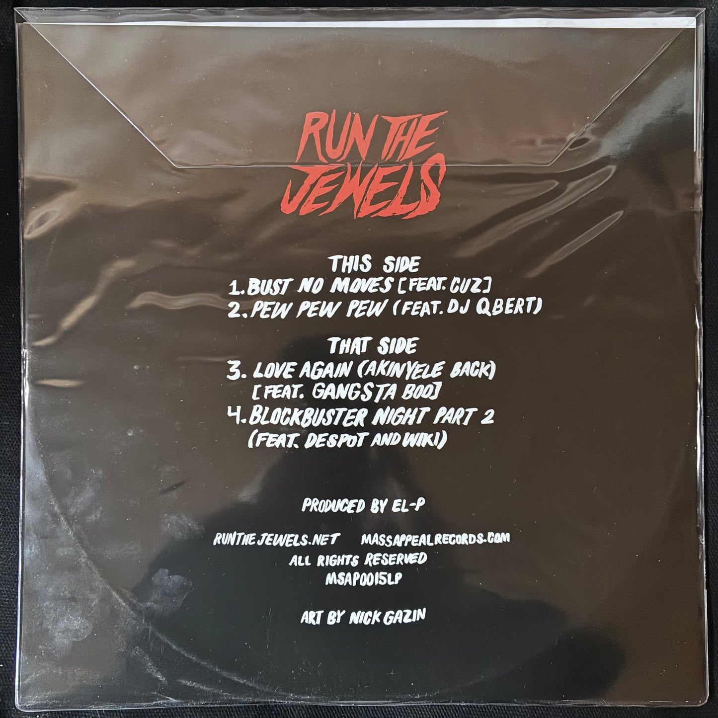 RUN THE JEWELS - BUST NO MOVES (12" EP) (CLEAR/RED/BLACK COLOURED) (USED VINYL 2015 M-/M-)