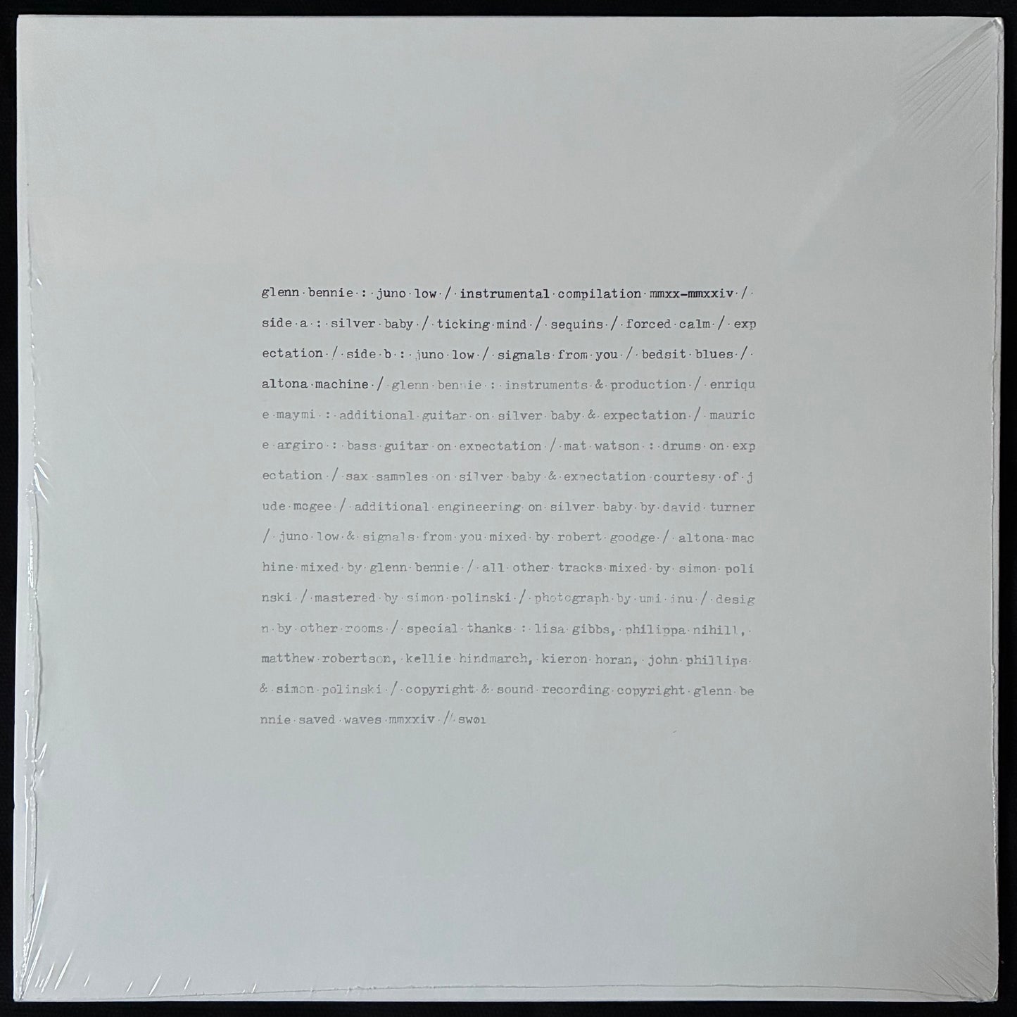 GLENN BENNIE - JUNO LOW / INSTRUMENTAL COMPILATION / MMXX-MMXXIV (WHITE COLOURED) (USED VINYL 2025 AUS M-/M-)