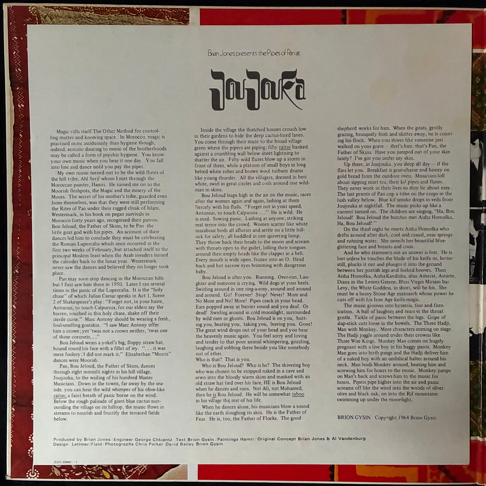 PAN PIPES AT JOUJOUKA - BRIAN JONES PRESENTS THE PAN PIPES AT JOUJOUKA (USED VINYL 1979 JAPAN M-/EX+)