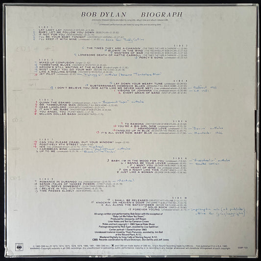 BOB DYLAN - BIOGRAPH (5LP BOX SET) (USED VINYL 1985 AUS M-/M-/EX)