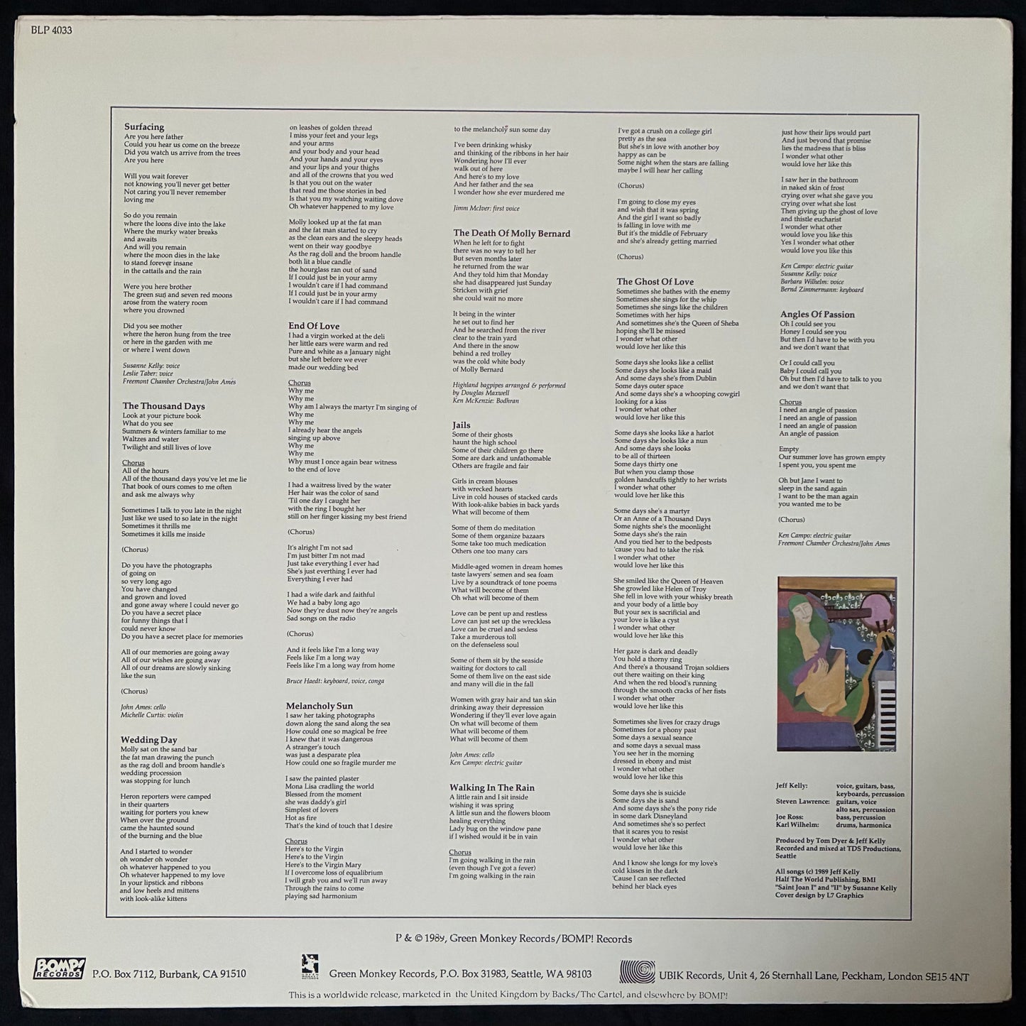GREEEN PAJAMAS - GHOSTS OF LOVE (USED VINYL 1989 US M-/M-)
