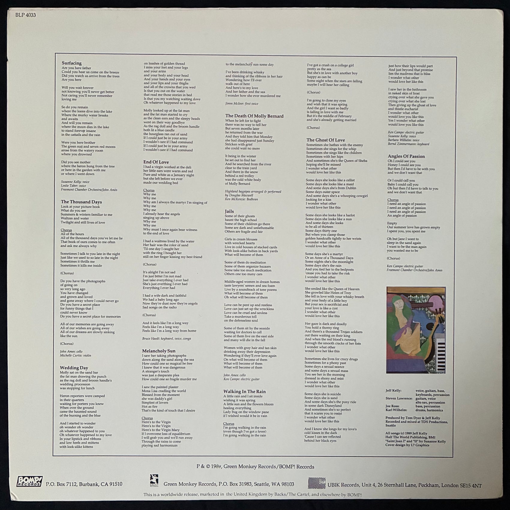 GREEEN PAJAMAS - GHOSTS OF LOVE (USED VINYL 1989 US M-/M-)