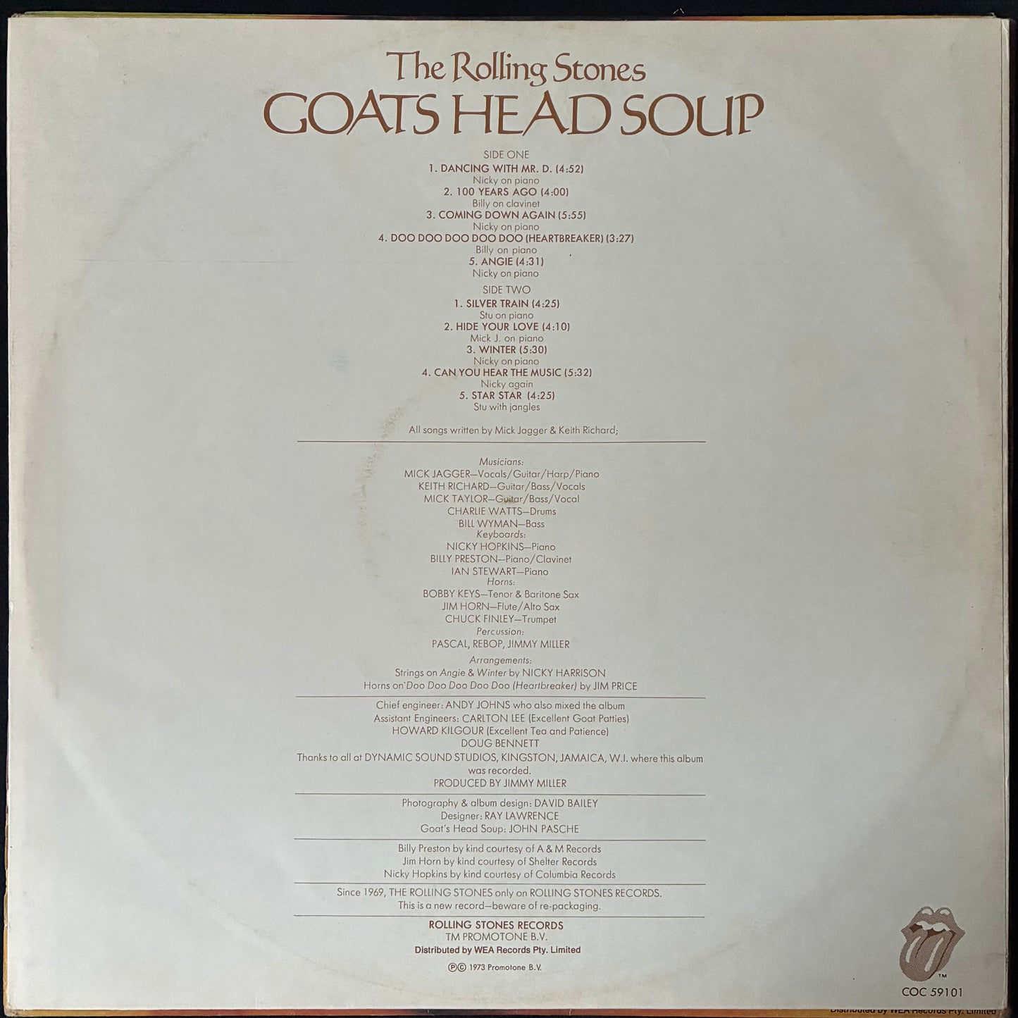 ROLLING STONES - GOATS HEAD SOUP (USED VINYL 1973 AUS EX/EX)