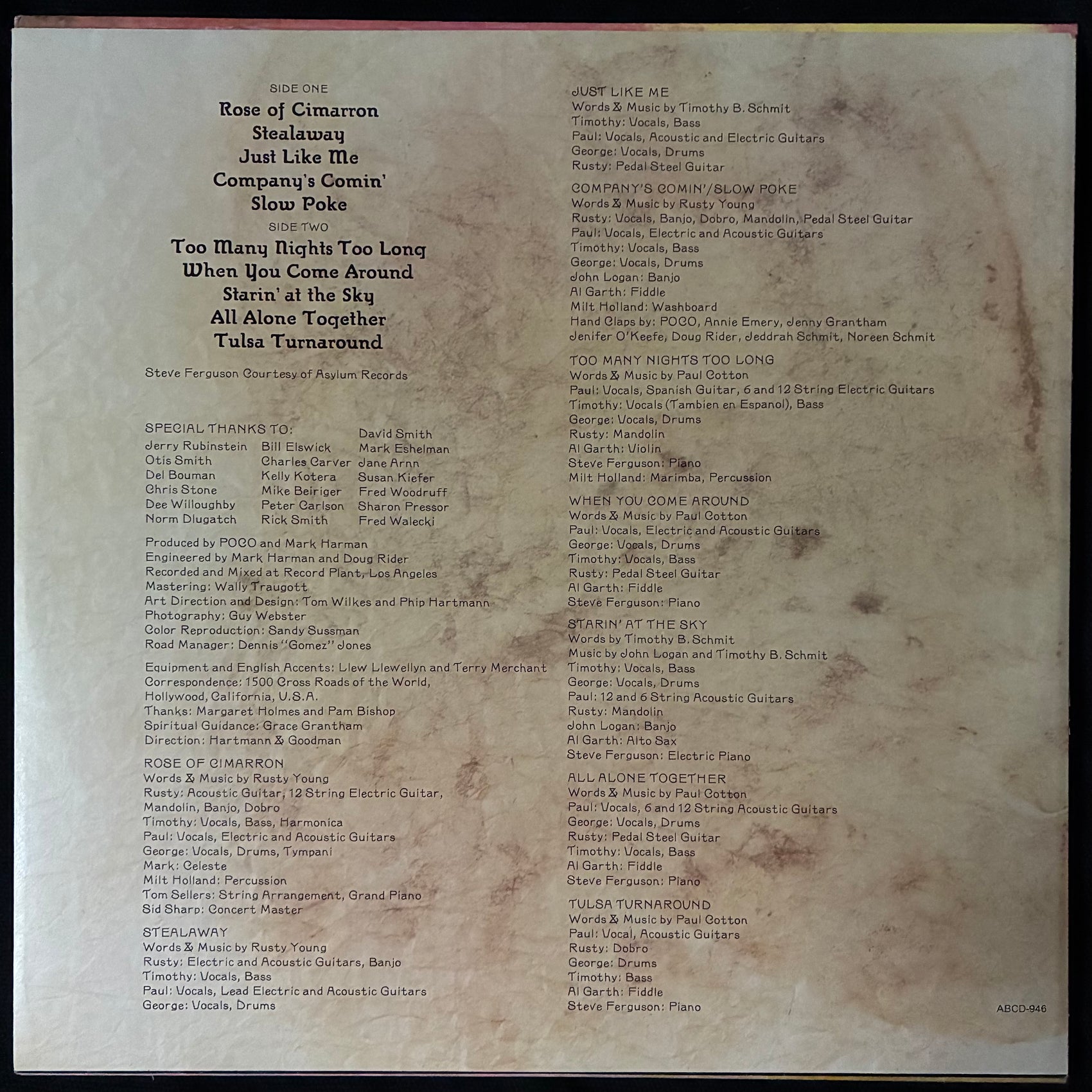 POCO - ROSE OF CIMARRON (USED VINYL 1976 AUS M-/M-)