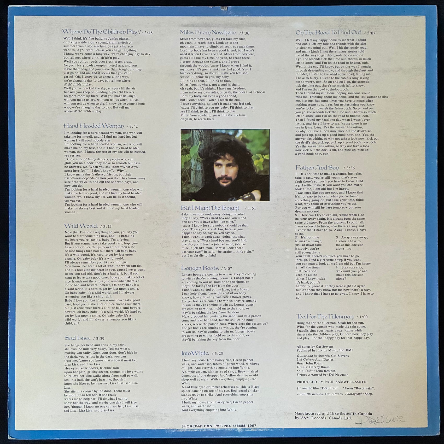 CAT STEVENS - TEA FOR THE TILLERMAN (USED VINYL 1970 CANADA EX+/EX)