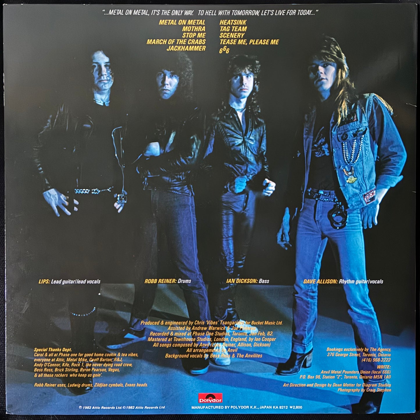 ANVIL - METAL ON METAL (USED VINYL 1982 JAPAN M-/M-)