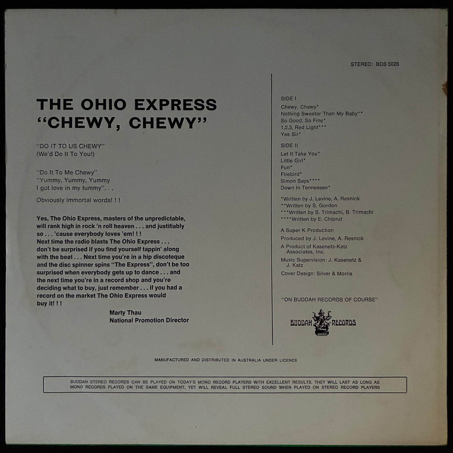 OHIO EXPRESS - CHEWY, CHEWY (USED VINYL 1968 AUS EX+/EX+)