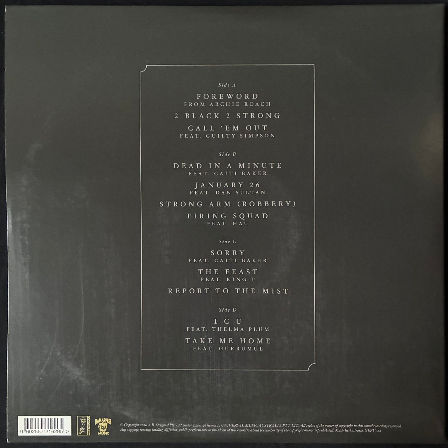 A.B. ORIGINAL - RECLAIM AUSTRALIA (2LP) (RED/BLACK INDIGENOUS FLAG COLOURED) (USED VINYL 2017 AUS M-/EX+)