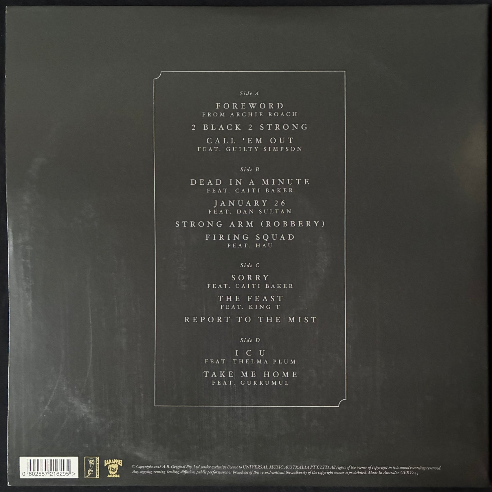 A.B. ORIGINAL - RECLAIM AUSTRALIA (2LP) (RED/BLACK INDIGENOUS FLAG COLOURED) (USED VINYL 2017 AUS M-/EX+)