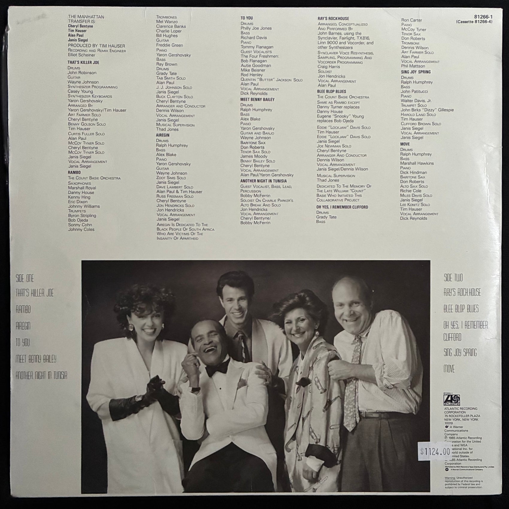 MANHATTAN TRANSFER - VOCALESE (USED VINYL 1985 AUS EX+/EX)