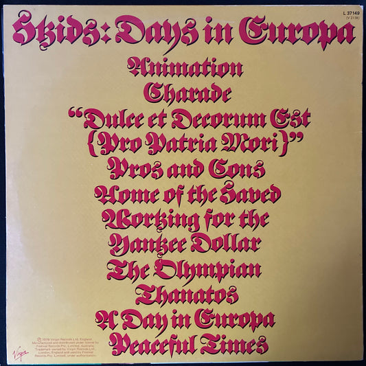 SKIDS - DAYS IN EUROPA (USED VINYL 1979 AUS M-/M-)
