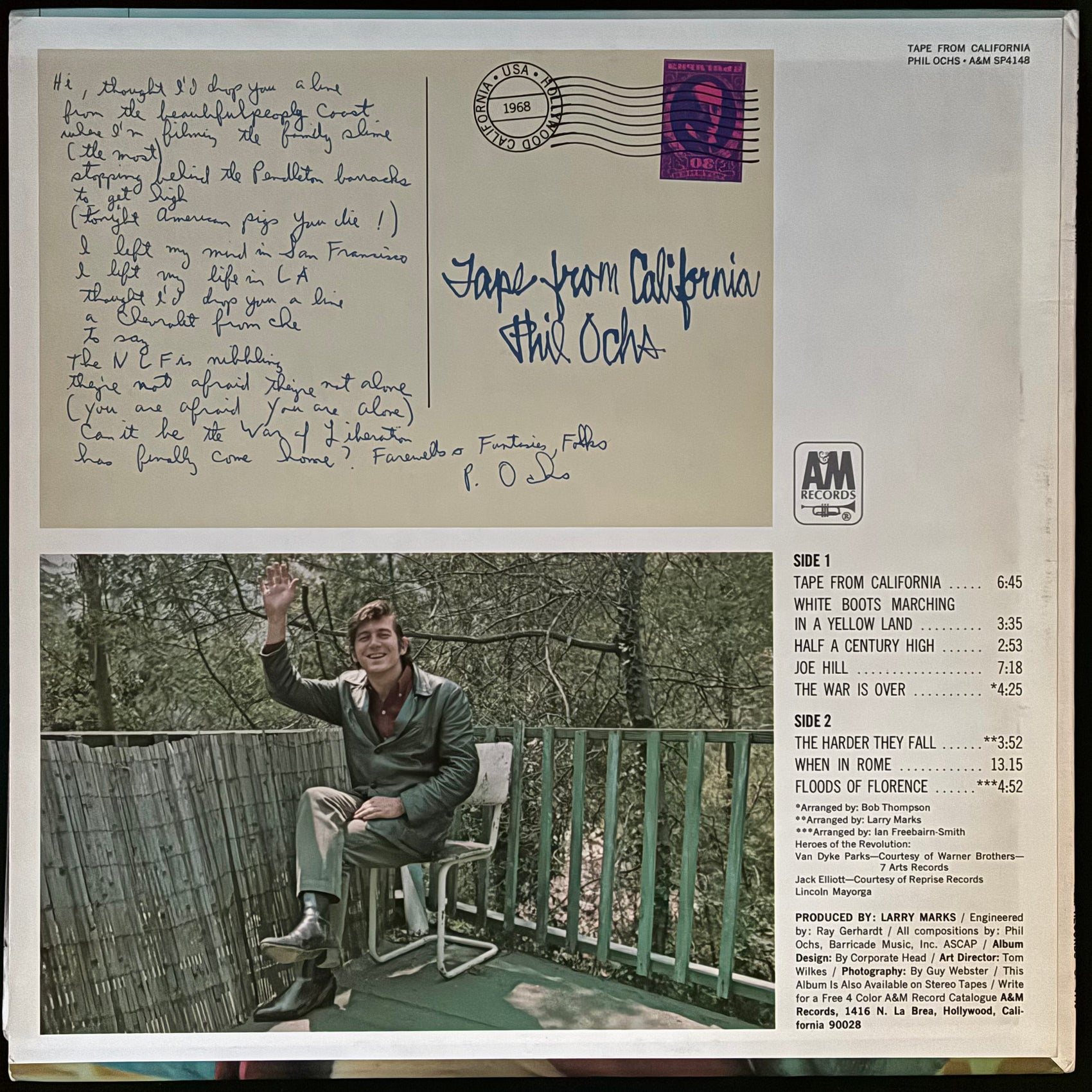 PHIL OCHS - TAPE FROM CALIFORNIA (USED VINYL 1976 US M-/M-)