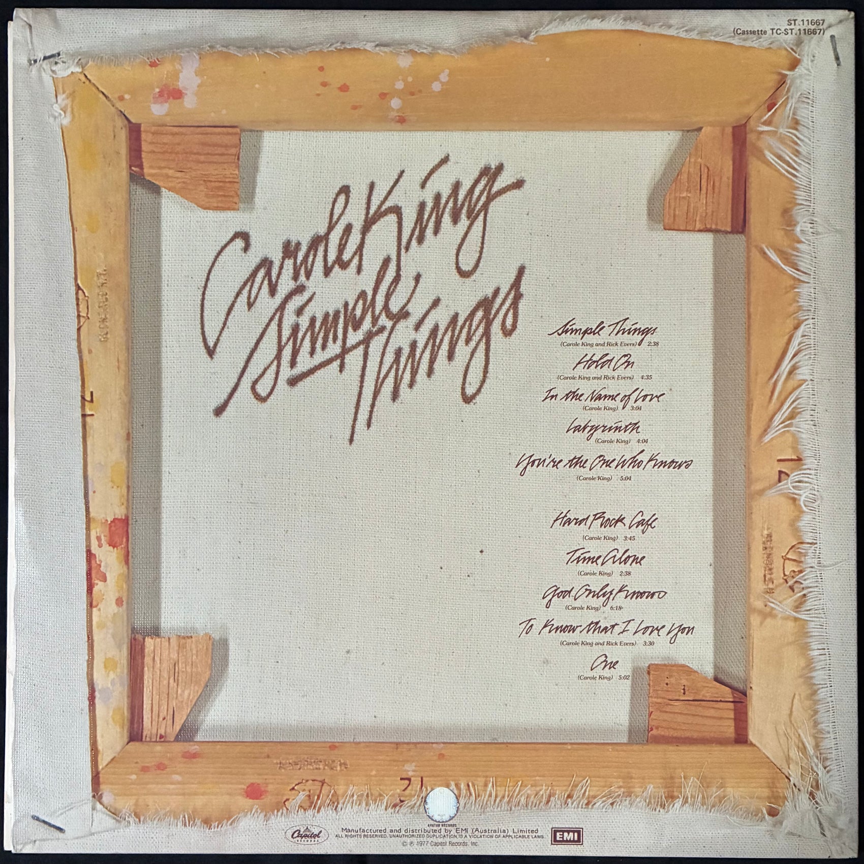 CAROLE KING - SIMPLE THINGS (USED VINYL 1977 AUS M-/EX+)