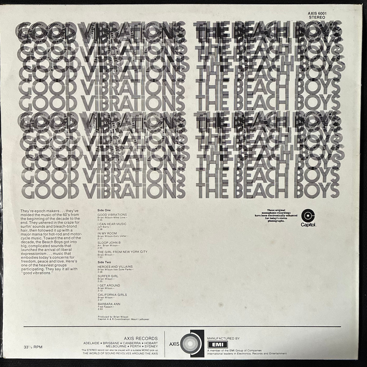 BEACH BOYS - GOOD VIBRATIONS (USED VINYL 1974 AUS M-/EX+)