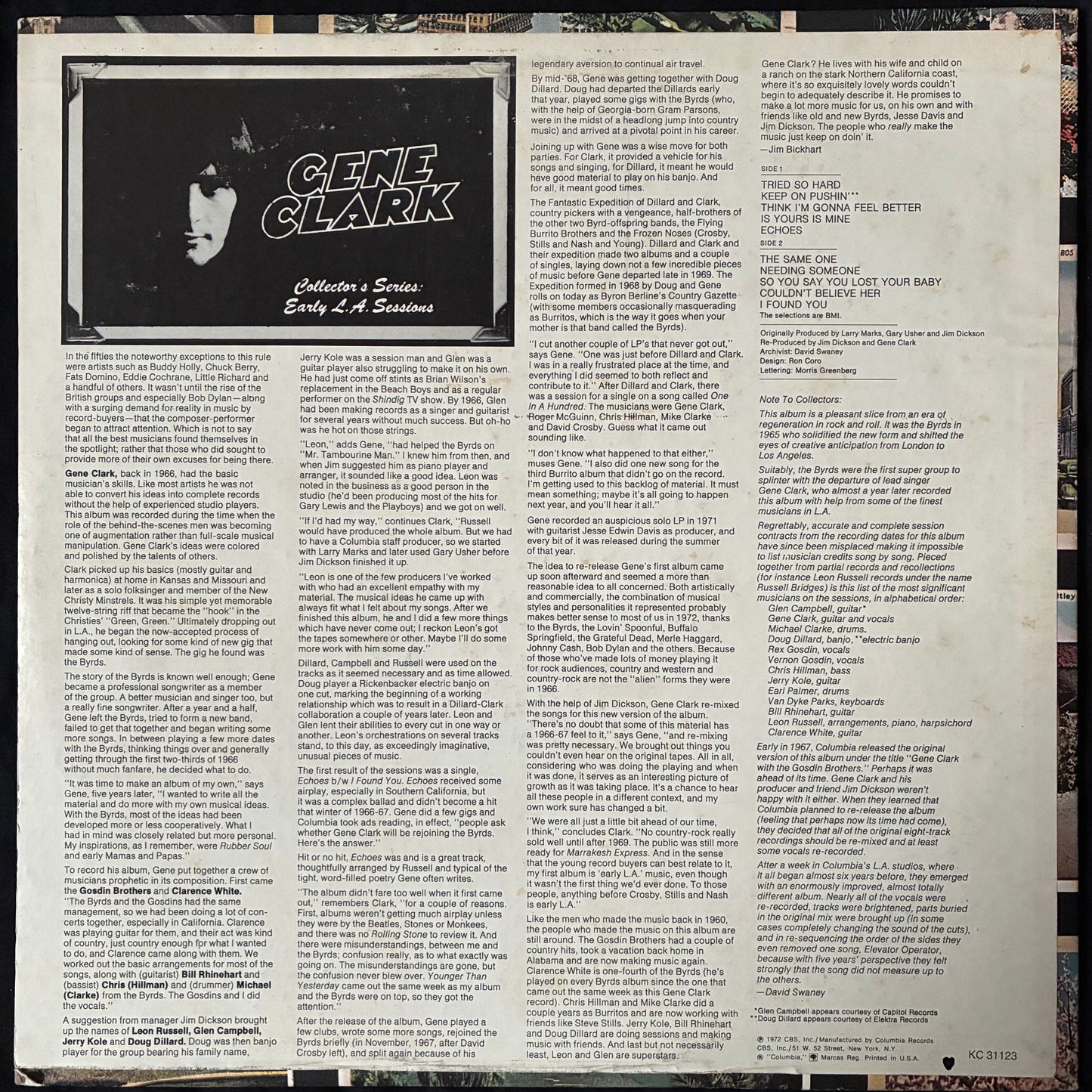 GENE CLARK - COLLECTOR'S SERIES: EARLY L.A. SESSIONS (USED VINYL 1972 US EX+/EX+)