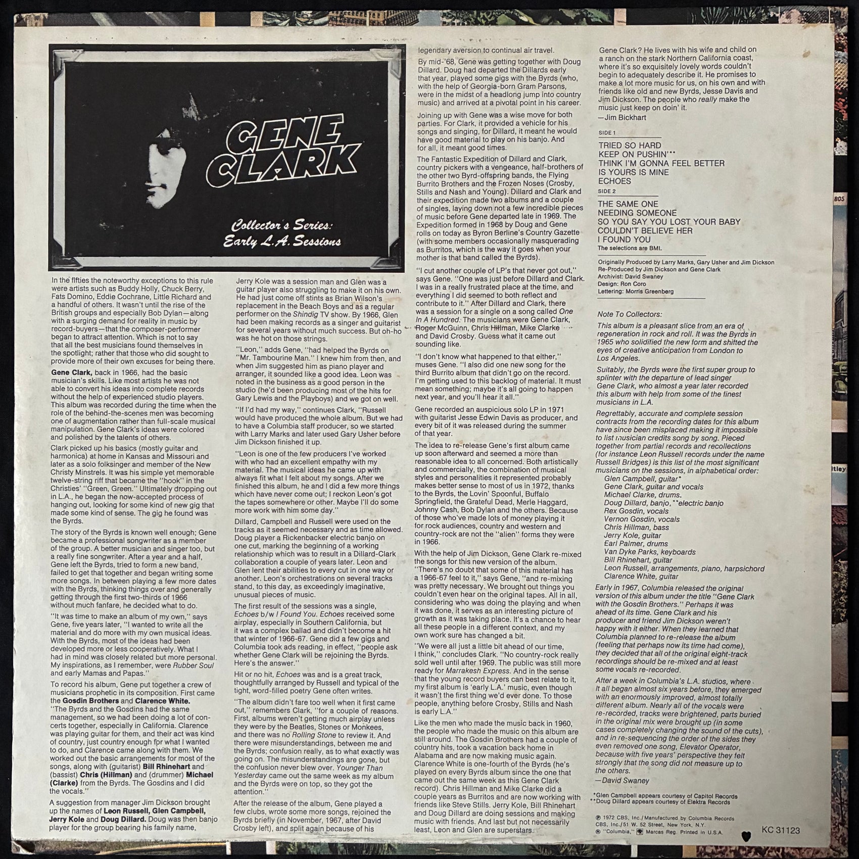 GENE CLARK - COLLECTOR'S SERIES: EARLY L.A. SESSIONS (USED VINYL 1972 US EX+/EX+)