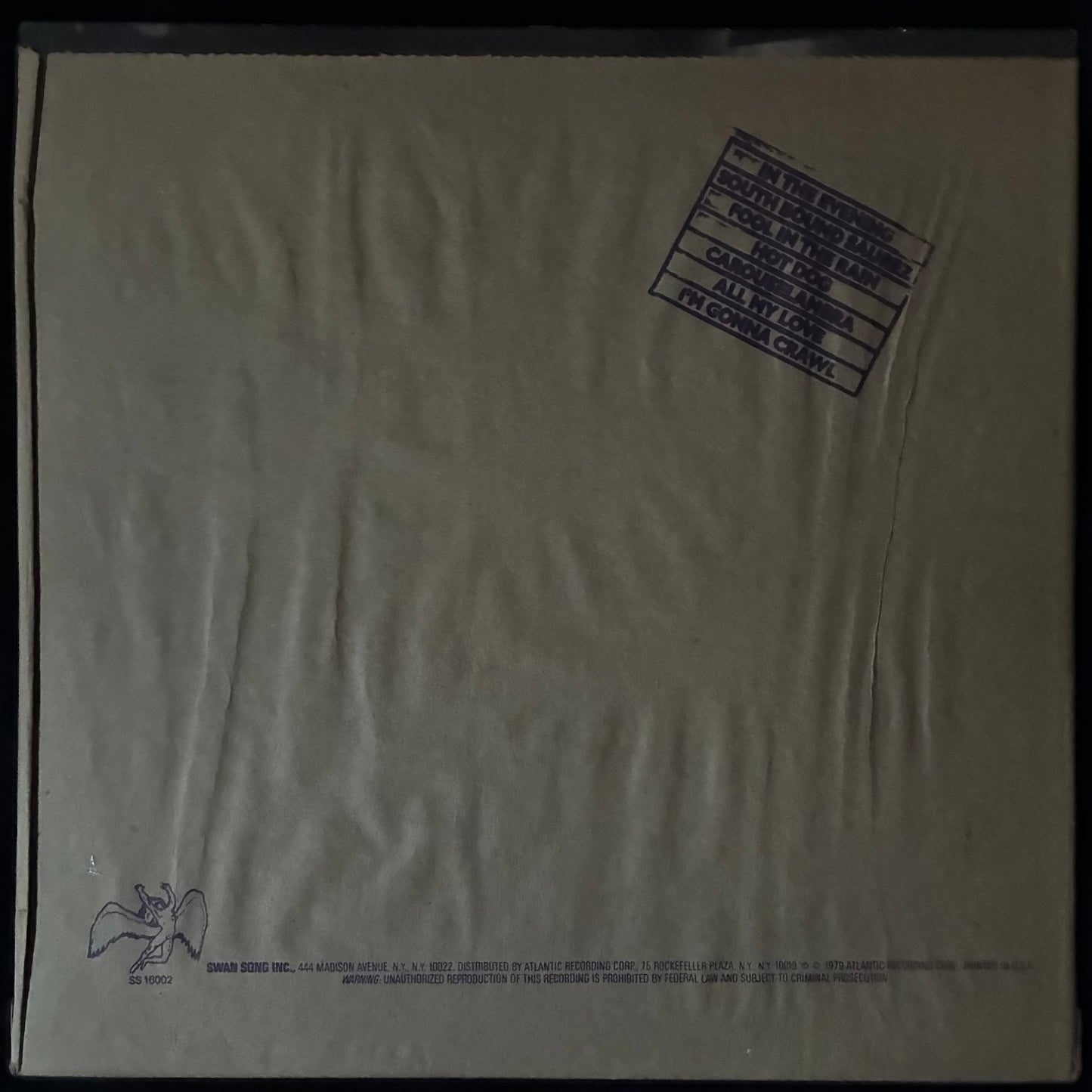 LED ZEPPELIN - IN THROUGH THE OUT DOOR (USED VINYL 1979 US EX+/EX+)