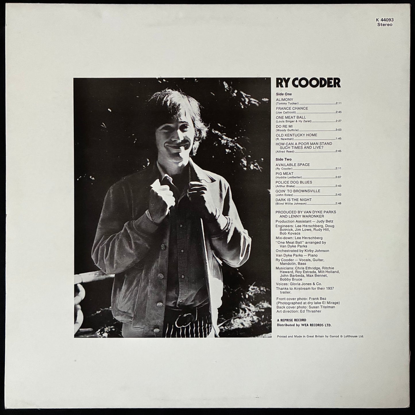 RY COODER - RY COODER (USED VINYL 1975 UK M-/EX+)