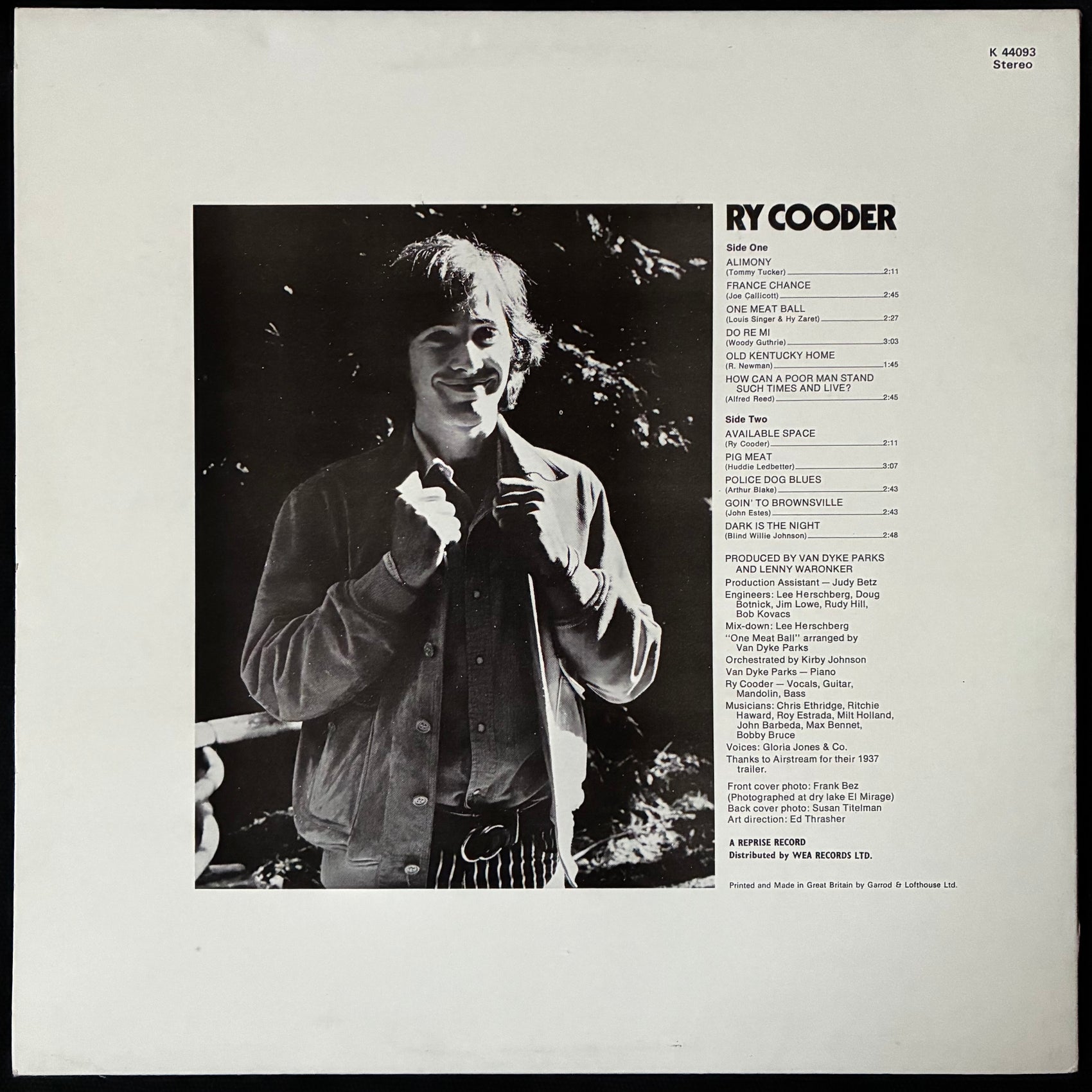 RY COODER - RY COODER (USED VINYL 1975 UK M-/EX+)