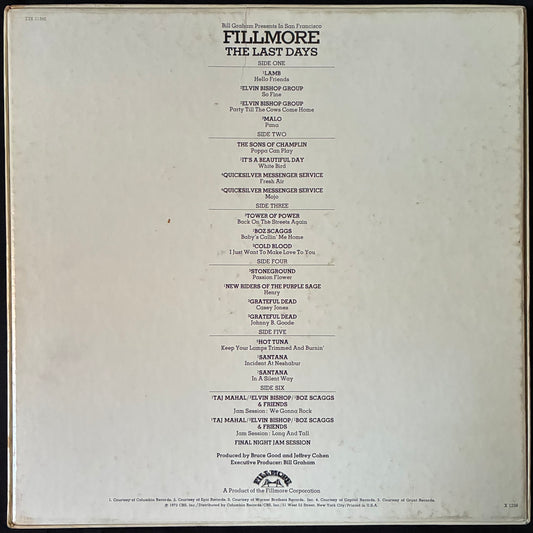 VARIOUS ARTISTS - FILLMORE : THE LAST DAYS (3LP+7" BOX SET) (USED VINYL 1972 US M-/EX)