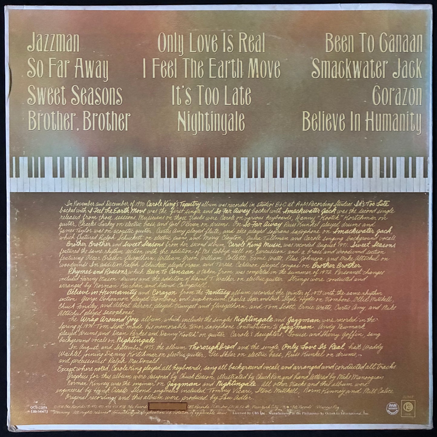 CAROLE KING - HER GREATEST HITS (USED VINYL 1979 PHILIPPINES M-/EX-)