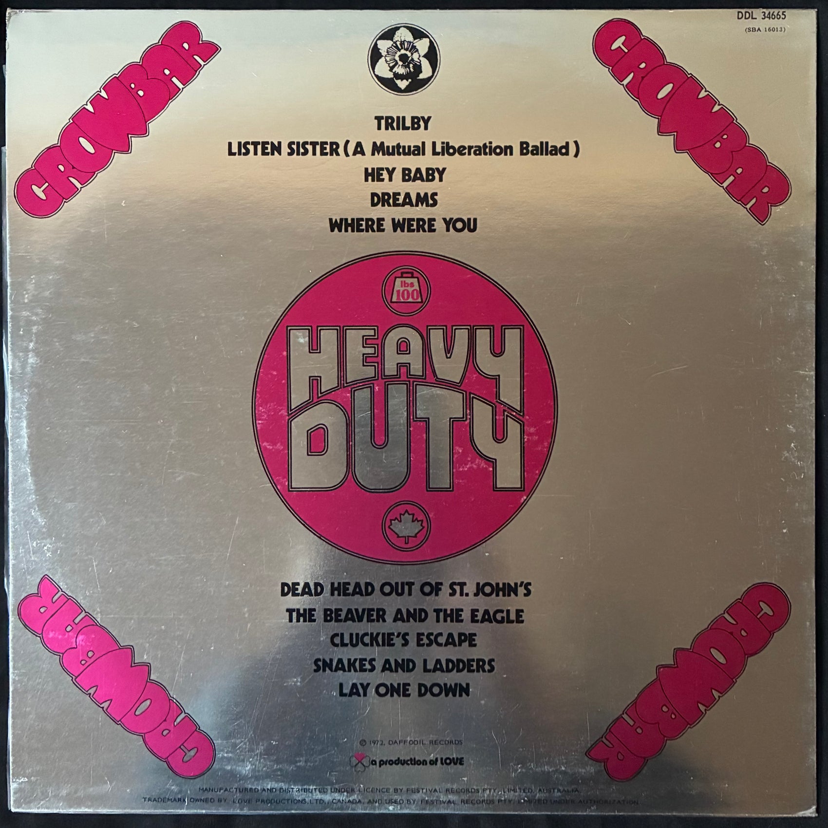 CROWBAR - HEAVY DUTY (USED VINYL 1973 AUS M-/EX)