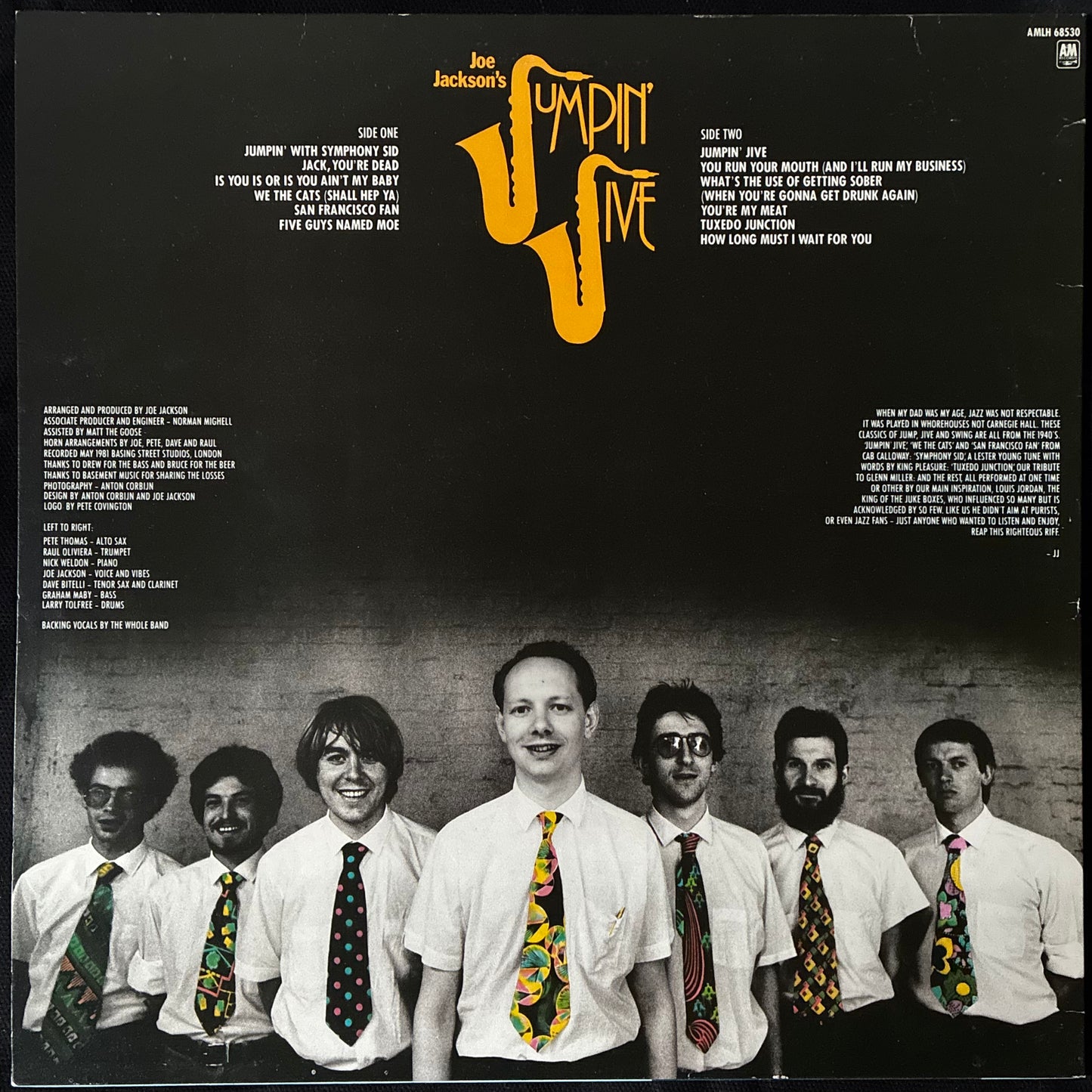 JOE JACKSON'S JUMPIN' JIVE - JOE JACKSON'S JUMPIN' JIVE (USED VINYL 1981 UK M-/M-)