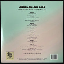 Load image into Gallery viewer, ALLMAN BROTHERS BAND - MANLEY FIELD HOUSE, SYRACUSE UNIVERSITY APRIL 7, 1972 (3LP) (CLEAR SPLATTER VINYL) (USED VINYL 2023 US/CA M-/M-)
