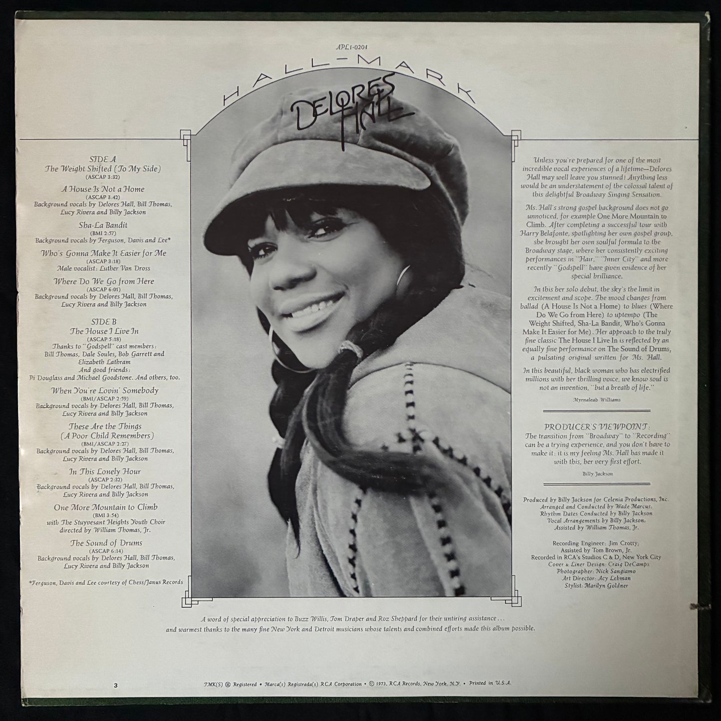 DELORES HALL - HALLMARK (USED VINYL 1973 US EX+/EX)